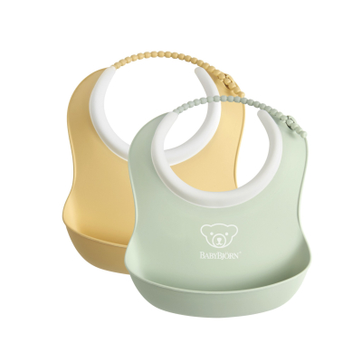 BABYBJORN - 2 małe śliniaczki Powder Yellow/ Powder Green