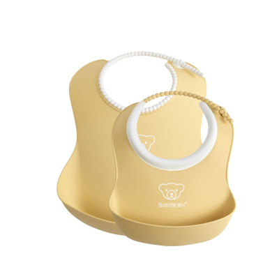 BABYBJORN - zestaw śliniaków mały/duży - Powder Yellow