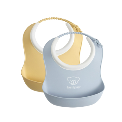 BABYBJORN - 2 małe śliniaczki Powder Yellow/ Powder Blue