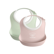 BABYBJORN - 2 małe śliniaczki Powder Green/ Powder Pink