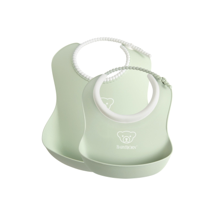 BABYBJORN - zestaw śliniaków mały/duży - Powder Green